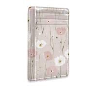 Amooorous Naughty Grassland Floral Pink Leather Mens Front Pocket Wallet Slim con ID Window RFID blocco porta carte portafoglio per uomini e donne carteras para Hombres