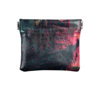 Amooorous Nave pirata con bandiera teschio nero da donna in pelle portamonete portafoglio impermeabile portamonete per uomo donna viaggio, Nave pirata con bandiera teschio nero, 1 size