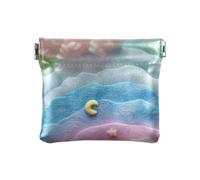 Amooorous Neo-realismo Marshmallow arcobaleno nuvole bianche PU pelle piccola moneta impermeabile porta monete organizer per le donne, neo-realismo Marshmallow arcobaleno nuvole bianche, 1 size