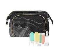 Amooorous Nero Bianco Collide con Inchiostro Sacchetto di Trucco Portatile Viaggio Trucco Borse Donna Portamonete per Essenziali Per Le Donne, Il bianco nero si scontrano con l'inchiostro, 1 size