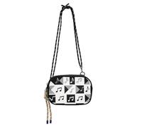 Amooorous Nero Bianco Segni Musica Cross Body Bag Uomini Comfort con Slot per Carte di Credito Piccola Borsa a Tracolla Vai shopping cartera para mujer