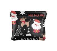 Amooorous Nero Buon Natale Party PU Pelle Piccola Moneta Portatile Mini Portamonete Borse per Uomo Donna Viaggio, Nero Buon Natale festa, 1 size
