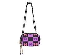 Amooorous Nero e Viola Motivo A Scacchi Farfalle Piccola Borsa A Tracolla per Donna Moda con Tracolla Regolabile Borse A Tracolla Piccola Go Shopping bolsa de mano para mujer elegante