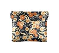 Amooorous Nero giapponese Wabi-sabi Flower PatternWomen Leather Coin Borse Borse Borse Portatile Mini Makeup Bag per le Donne Ragazze, Motivo floreale wabi-sabi nero giapponese, 1 size
