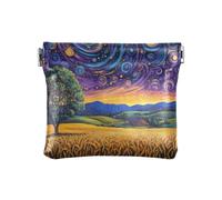 Amooorous Night Sky Campagna vorticoso stelle piccole donne borsa in pelle impermeabile mini borsa trucco per le donne, cielo notturno, campagna, vorticoso, stelle, 1 size