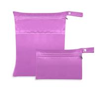 Amooorous Orchidea tinta unita pura tinta unita viola lavabile borsa impermeabile 2 pack viaggio essenziale per volare con maniglie per il bagno, spiaggia