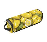 Amooorous Organizer 2 in 1 per strumenti per capelli, con tappetino in ferro, impermeabile, organizer da viaggio per ferri da stiro, piastre e arricciacapelli, sfondo bianco con un sacco di limoni