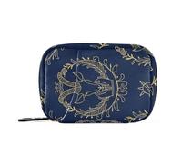 Amooorous Organizer per medicine con segno zodiacale dorato Ariete blu navy con scomparti staccabili organizer portatile per pillole da viaggio per borsa