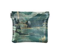 Amooorous Pavilions and Mountains and Rivers- Portamonete da donna in pelle PU, portatile, porta carte di credito, per ragazze e donne, Padiglioni e montagne e fiumi, 1 size