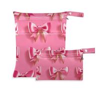 Amooorous Peach Bow Valentine borsa impermeabile lavabile 2 Pack viaggio essenziale per volare con maniglie per spiaggia, pannolini per bambini
