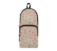 Amooorous Peach Fresh and Lovely Floral Nylon 3 Scomparti Matite Borse per Ragazzi Grande Capacità Astuccio Astuccio Scuola Cancelleria per Teen High School 1600ml