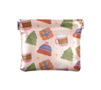 Amooorous Peach Merry Christmas Party PU Leather Change Purse Cute Mini Cosmetic Case per uomo donna viaggio, Festa di Natale alla pesca, 1 size