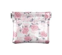 Amooorous Peach Roses Acquerello Floreale Pattern Donna Piccola Pelle Cambiare Borsa Unico Mini Portafoglio per Donne Ragazze, Motivo floreale ad acquerello con rose di pesca, 1 size