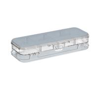 Amooorous Penscase di plastica a doppio strato della scatola di matita progettata pura pianura di colore solido grigio ardesia per forniture di cancelleria con coperchio a scatto