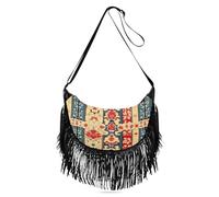 Amooorous Piccola borsa a tracolla da donna con fiori vintage giapponesi rossi e neri, tracolla regolabile, borsa a tracolla da donna alla moda con tracolla (prop2)
