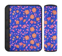 Amooorous Piccolo corallo fiori sfondo blu cintura tracolla, protegge il collo e le spalle, cuscino cintura di sicurezza auto per aeroplano maggior parte delle auto camion 2 pack accessori para carro