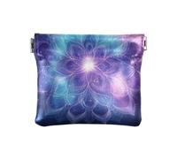 Amooorous Piccolo portamonete da donna in pelle con mandala psichedelico colorato, con chiusura, mandala psichedelico colorato, 1 size