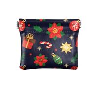Amooorous Piccolo portamonete in pelle nera con scritta Merry Christmas Party Fancy Makeup Bag per uomo donna viaggio, Nero Buon Natale festa, 1 size