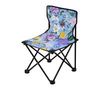 Amooorous Pittura a olio con fiori retrò in blu sedia da campeggio portatile per giovani sedia leggera pieghevole con borsa per il trasporto per picnic all'aperto
