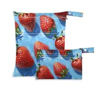 Amooorous Pittura a olio con fragole rosse lavabile sacchetto bagnato bambino 2 Pack sacchetto bagnato per costume da bagno con manici per asilo nido, yoga