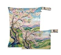 Amooorous Pittura a olio Feeling Pink Peach Blossom borsa asciutta riutilizzabile per parti del tiralatte confezione da 2 elementi essenziali da viaggio per bambino con maniglie per il bagno, palestra