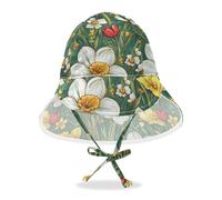 Amooorous Pittura ad olio con margherite bianche Bambino Ragazza Cappello da sole Bambino Ragazzi Spiaggia Gioca Cappelli Ragazza UPF 50+ Regolabile Beach Essentials