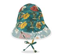 Amooorous Pittura ad olio con margherite bianche Cappelli da spiaggia per bambini Cappelli da spiaggia Cappelli per neonati Cappelli per bambine UPF 50+ Protezione Collo Flap Beach Essentials