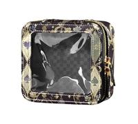 Amooorous Poker Squares nero e viola carino trucco borsa trasparente borse da viaggio per articoli da toeletta cosmetici organizzatore caso per le donne, Piazze da poker nere e viola, 1 size