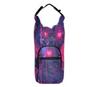 Amooorous Portabottiglie per acqua con teschio e cuore di pesca con scritta "Love You To Death", per passeggiate, multi formato, per ciclismo, borsa per il trasporto per escursioni, adatta per