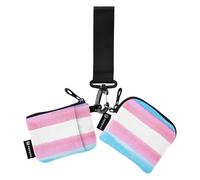 Amooorous Portafogli da donna con doppio cinturino da polso, con bandiera transgender, motivo arcobaleno, rosa, blu, arcobaleno, Lgbt Pride, con portachiavi, per lavoro, viaggi, 2 pezzi, Bandiera