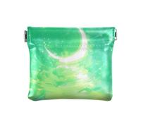 Amooorous Portafoglio da donna in pelle con stelle e lune, colore verde oro, per donne e ragazze, Stelle e lune in oro verde, 1 size