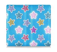 Amooorous Portafoglio in pelle blu con stelle glitterate, per documenti d'identità, patente di guida, chiavi e carte di contatto, Falso Glitter cartone animato stella blu, 1 size