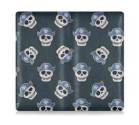 Amooorous Portafoglio in pelle di alta qualità con teschio pirata con glitter, per documenti d'identità, patente di guida, chiavi e informazioni di contatto, Falso Glitter cartone animato Pirate