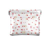 Amooorous Portamonete da donna in pelle con orso bianco e fragola in stile cartone animato, impermeabile, per trucco, Orso bianco del fumetto e fragola, 1 size