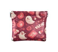 Amooorous Portamonete da donna in pelle con zucca di Halloween, impermeabile, organizer per chiavi e carte, Cartoon carino rosa zucca di Halloween Unico, 1 size