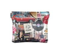 Amooorous Portamonete da donna in pelle stile collage retrò moda borse portamonete unico con chiusura per uomo donna viaggio, stile collage retrò moda, 1 size