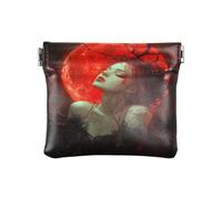 Amooorous Portamonete in pelle con motivo gotico della regina notte, da donna, da viaggio, colore: rosso, Regina gotica notte rossa, 1 size