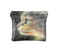 Amooorous Portamonete in pelle da donna con disegno a matita colorata con gatto, per uomo e donna, da viaggio, disegno a matita colorata gatto, 1 size
