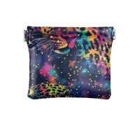 Amooorous Portamonete in pelle PU con glitter arcobaleno leopardato portamonete impermeabile per uomo donna viaggio, Leopardo glitter arcobaleno, 1 size