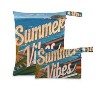 Amooorous Poster vintage Summer Vibes borsa a prova di disordine per stoffa confezione da 2 elementi essenziali da viaggio per bambino con manici per fare il bagno, fare il bagno