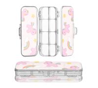 Amooorous Progettato plastica matita scatola trasparente carino cartone animato rosa arcobaleno cavallo