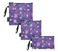 Amooorous Purple Mysterious Universe Planet - Confezione da 3 sacchetti riutilizzabili per alimenti, impermeabili, per oggetti da viaggio, organizzazione della casa