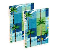 Amooorous Quaderni a scacchi formato A5 con tema albero tropicale e pesce, 21,1 x 14,5 cm, materiale scolastico resistente all'usura per il college, 60 fogli per diario e lista delle cose da fare