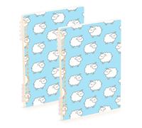 Amooorous Quaderni a spirale con pecore blu formato A5, 21,1 x 14,5 cm, materiale scolastico resistente all'usura per università, 60 fogli per lavoro e onfezione da 2