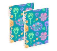 Amooorous Quaderni colorati fluorescenti formato A5 larghi 21,1 x 14,5 cm, materiale scolastico resistente all'usura per il college 60 fogli per diario e lista delle cose da fare, confezione da 2