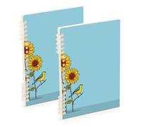 Amooorous Quaderni per diario blu in formato A5 con girasole di Occhio di Falco 21,1 x 14,5 cm, resistente all'usura, a righe, 60 fogli per planner e affari, confezione da 2