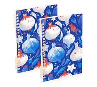 Amooorous Quaderni scolastici A5 con cipolle blu 4 luglio per il giorno dell'indipendenza 21,1 x 14,5 cm, resistenti all'usura, a righe, 60 fogli per scuola e ufficio, confezione da 2