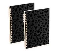 Amooorous Quaderni scolastici formato A5 con stampa leopardata nera, 21,1 x 14,5 cm, copertina rigida, 60 fogli per lavoro e onfezione da 2