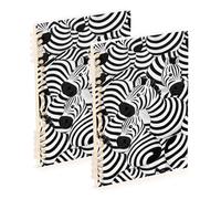Amooorous Quaderni scolastici formato A5 con zebre, 21,1 x 14,5 cm, copertina rigida, a righe, 60 fogli per diario e lista delle cose da fare, confezione da 2
