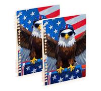 Amooorous Quaderni scolastici per il 4 ° luglio in formato A5 per il giorno dell'indipendenza degli uccelli marroni 21,1 x 14,5 cm, resistente all'usura, a righe larghe, 60 fogli per scuola e ufficio